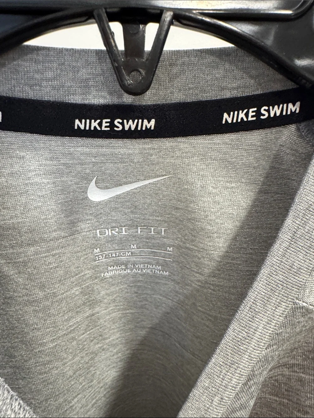 Nike Gray Swoosh Short-Sleeve Swim Top